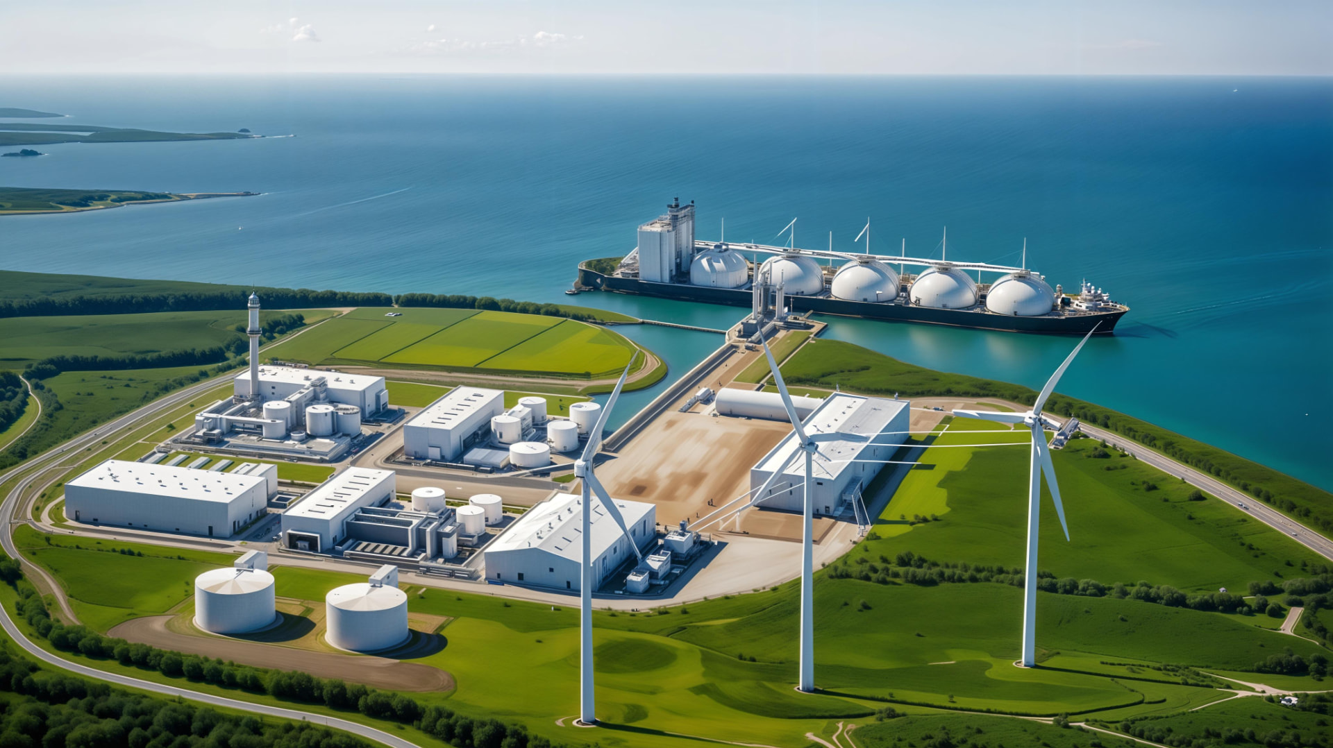3D rendering · Hydrogen facility aerial