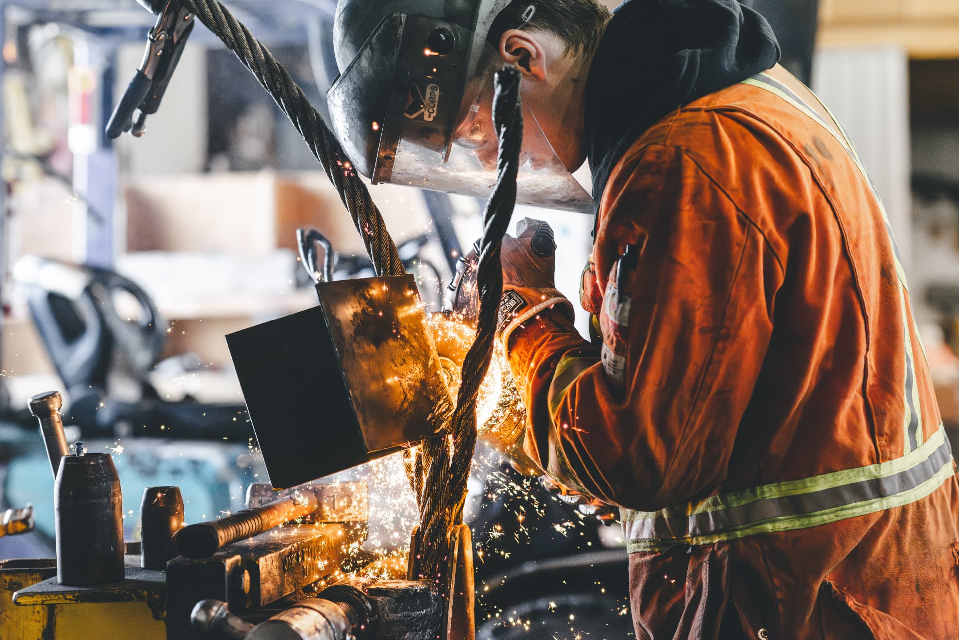 Welding in the fabrication shop